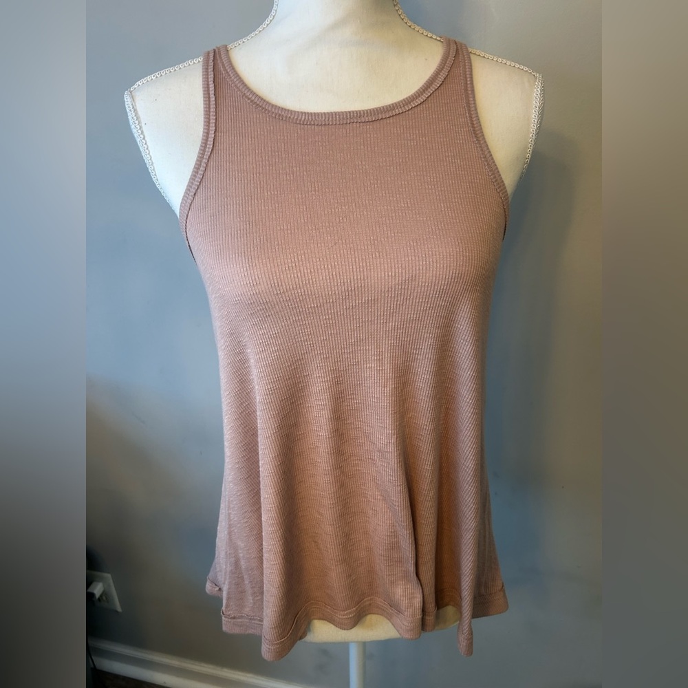 We The Free Rose Gold Ribbed Tank Top